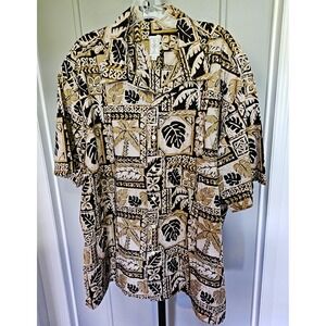 Vintage Burma Bibas XL Hawaiian Aloha Tropical Tribal Print Shirt